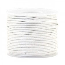 Round DQ leather cord 1mm Silver white