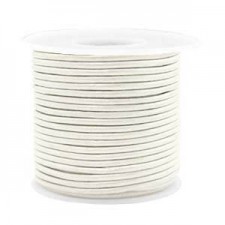 Round DQ leather cord 2mm Silver white metallic
