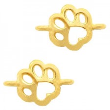 DQ metal connector charm Dog paw Gold