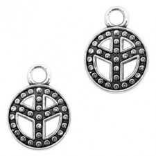 Metal charm Peace 16x13mm Antique silver