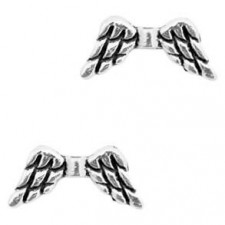 Metal bead Angel Wings 9x19mm Antique silver