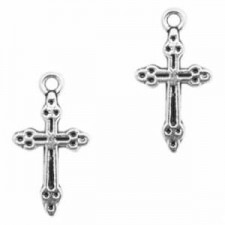 Metal charm Cross 20x11mm Antique silver