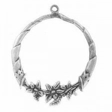 DQ Metall Anhänger mit Blumen verziert 57mm Antik Silber