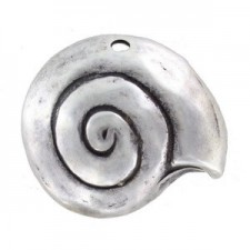 DQ Metall Anhänger Schneckenhaus 38mm Antik Silber