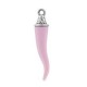 DQ Metal pendant Shark tooth 80mm Antique silver - pink