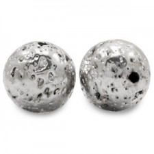 Hematite bead Lava look 11mm Antique silver
