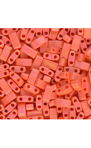 Miyuki half tila 5x2.4mm beads - Opaque orange matted ab HTL-406FR