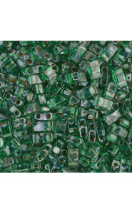 Miyuki half tila 5x2.4mm beads - Picasso transparent green HTL-4507