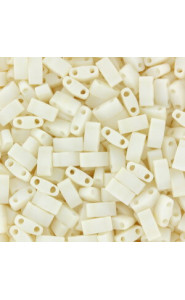 Miyuki half tila 5x2.4mm beads - Matted opaque cream HTL-2021