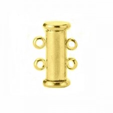 Metal magnetic slide clasp 2x2 eyelets Gold