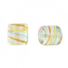 Millefiori kraal 12x10mm Transparent yellow lined 