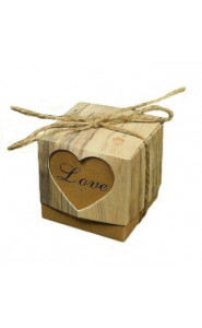 Geschenkdoosje Houtlook Hart "Love" 50x50x50mm