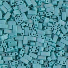 Miyuki half tila 5x2.4mm beads - Opaque turquiose green matted ab HTL-412FR