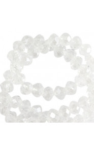 Faceted glass beads 4x3mm disc Crystal-pearl shine coating