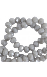 Top Glas Facett Glasschliffperlen 8x6mm rondellen Cloudy grey-pearl shine coating