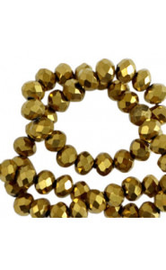 Top Facet kralen 6x4mm disc Gold metallic-pearl shine coating