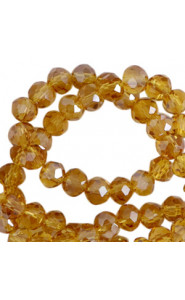 Top Facet kralen 6x4mm disc Topaz yellow-pearl shine coating