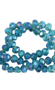 Top Facet kralen 4x3mm disc Pacific blue-AB coating
