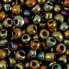 Seed beads 6/0 (4mm) Metallic shine multicolour gold