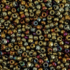 Seed beads 11/0 (2mm) Metallic shine multicolour gold